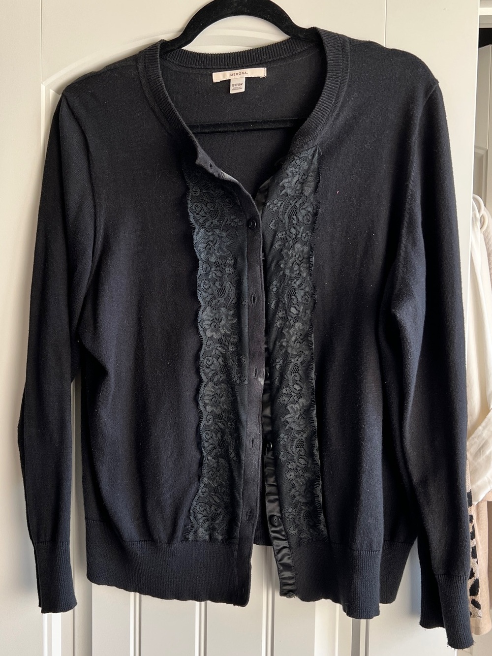 Merona Black Lace-Front Cardigan Sz 16w-18w